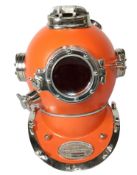 Large Decorative Divers Helmet - Orange 40cm