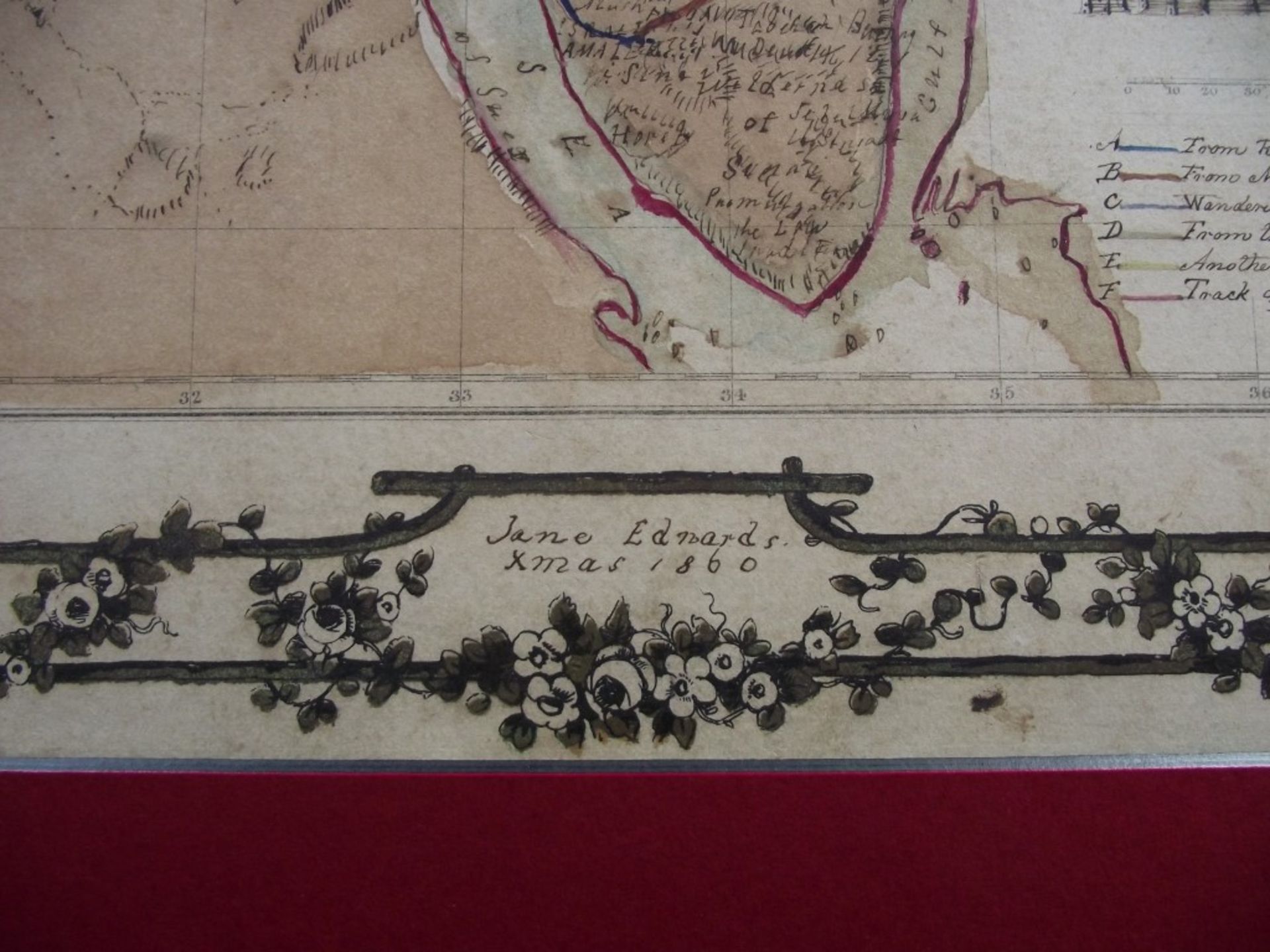 2 x 19th Century Hand Drawn Maps - Signed & Dated By Jane Edwards 1860 - Image 19 of 34
