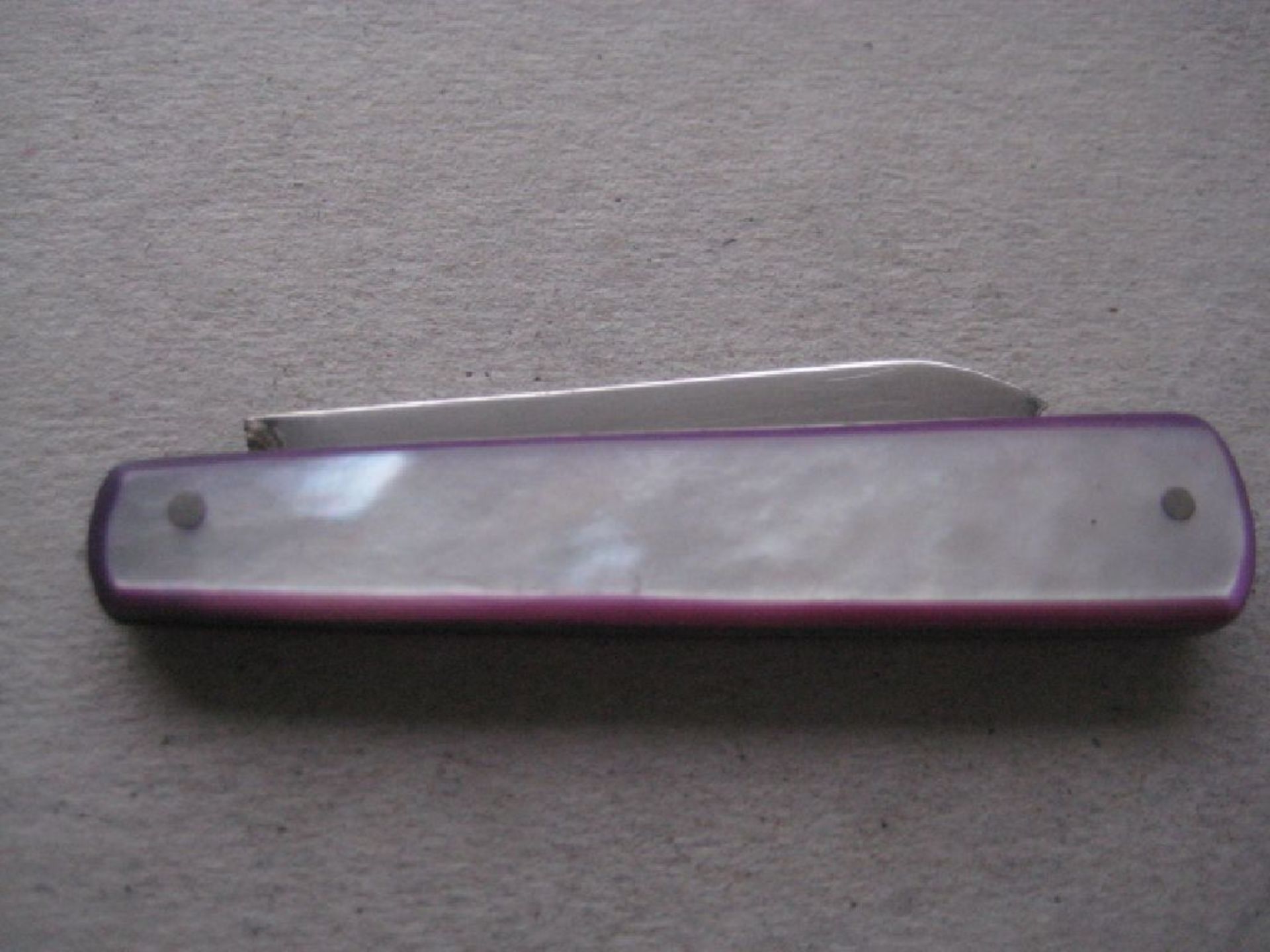 Rare George V Mother of Pearl Hafted Silver Bladed Folding Fruit Knife - Image 7 of 7