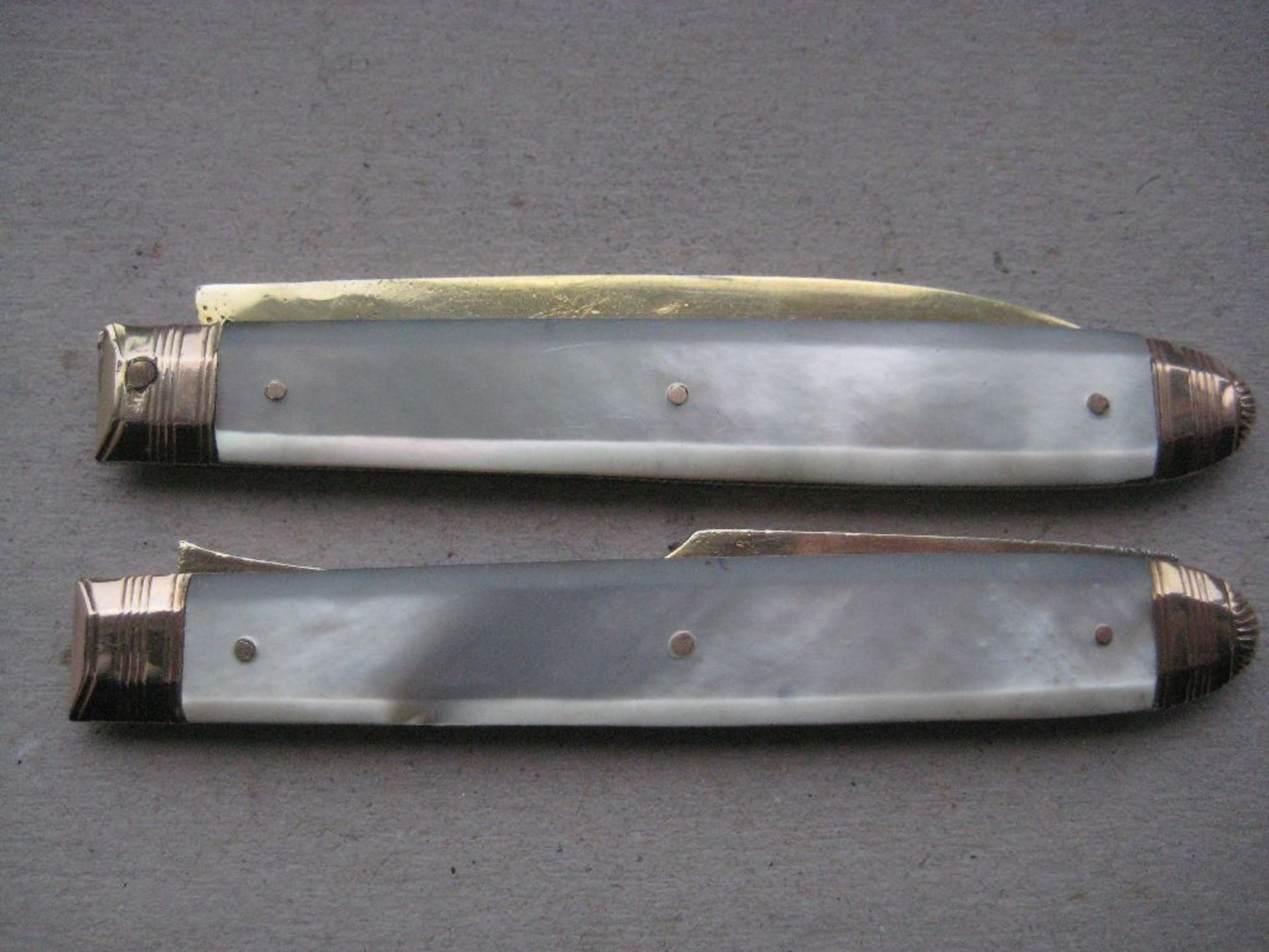 Rare George III Gold Mounted Silver-Gilt Bladed Folding Fruit Knife and Fork - Image 10 of 10