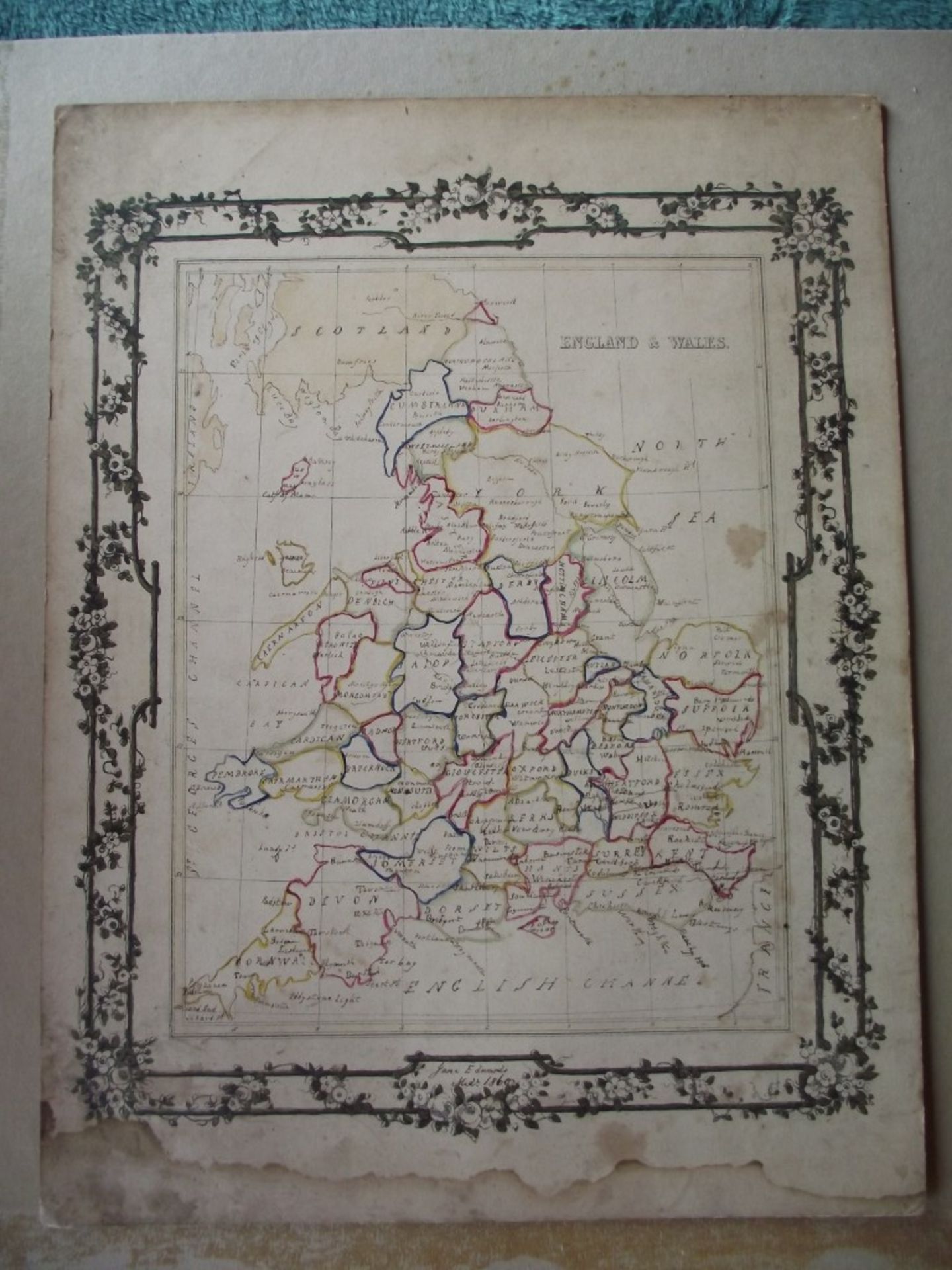 2 x 19th Century Hand Drawn Maps - Signed & Dated By Jane Edwards 1860 - Image 17 of 34