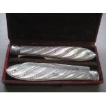 Victorian Mother of Pearl Hafted Silver Bladed Folding Fruit Knife and Fork, Cased