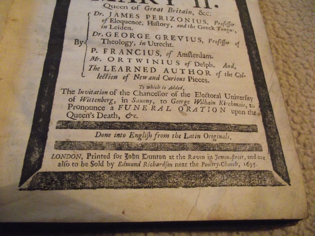 A Collection of The Funeral Orations Pronounc's By Public Authority In Holland - John Dunton 1695 - Image 9 of 38