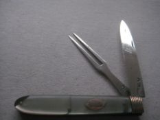 Rare George III Gold Mounted Slotting Silver Bladed Folding Fruit Knife and Fork