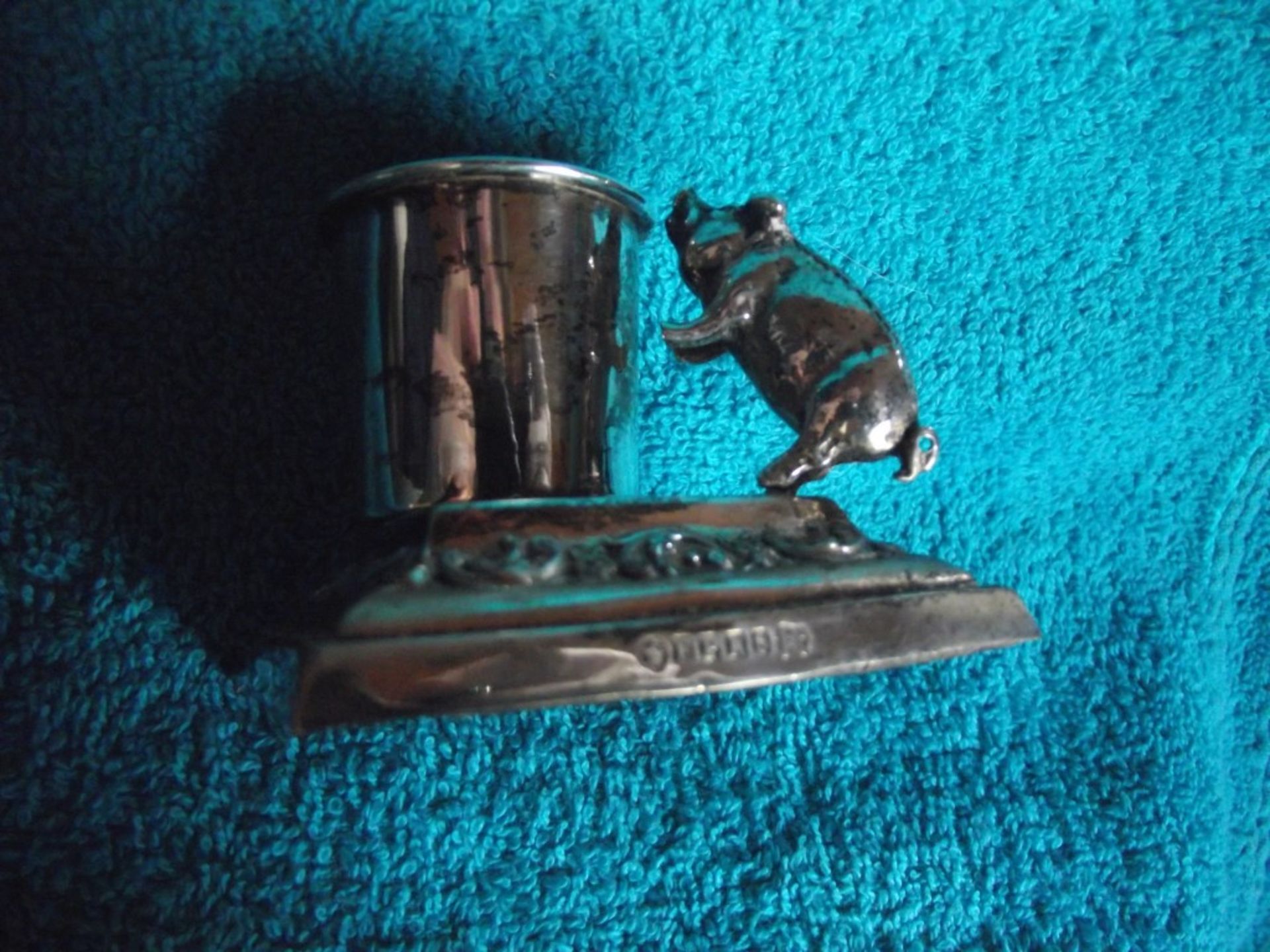 Antique Silver Plate Table Vesta With Pig Striker - Circa 1900's - Image 8 of 18