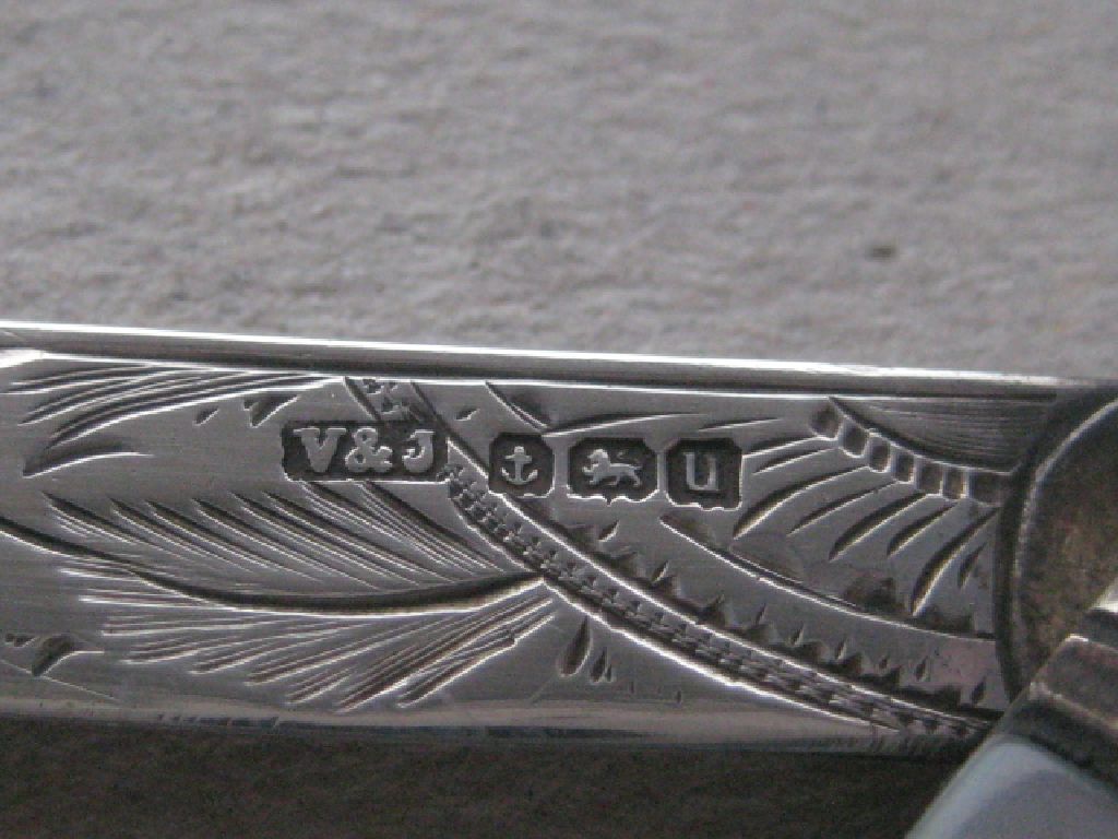 George V Mother of Pearl Hafted Silver Bladed Folding Fruit Knife - Image 5 of 10