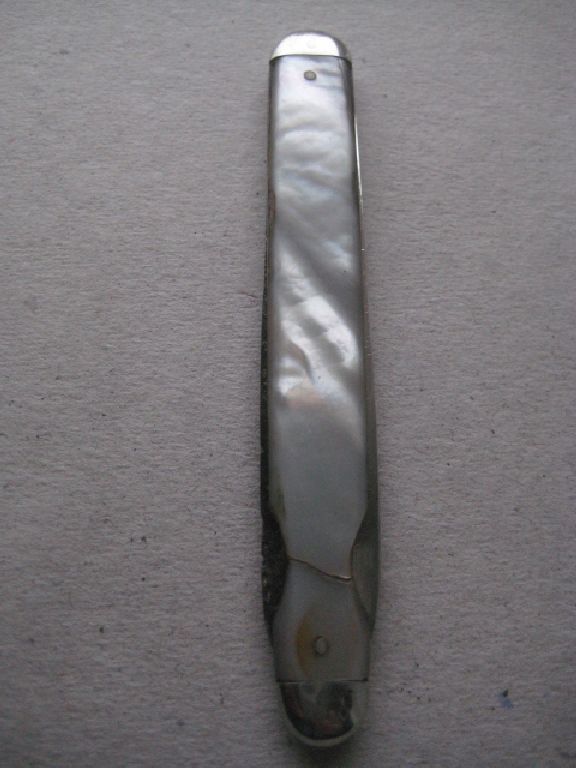 Rare Victorian London Hallmarked "Berge" Mother of Pearl Hafted Silver Bladed Folding Fruit Knife - Image 10 of 10