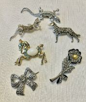 Collection of 6 Vintage Charles Horner Brooches
