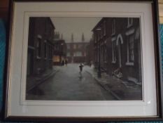 Marc Grimshaw - Original Pastel of Children On A Rainy Street In A Northern Town - Signed.