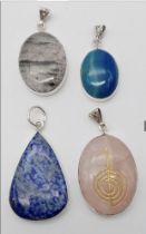 Wonderful Mixture of Four Gemstone 925 Silver Pendants -From The Exciting New Jowett of London
