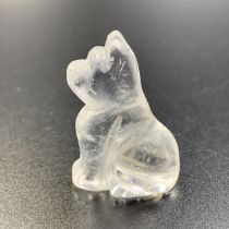 40.25 Cts Awesome Hand Carved Natural Clear Quartz Dog