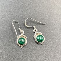 Natural Malachite With Silver Earrings