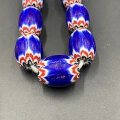 Chevron Style Glass Beads, Blue Chevron Collectible Beads