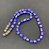 Incredible Natural Lapis Lazuli Long Cube Shape Beads Necklace