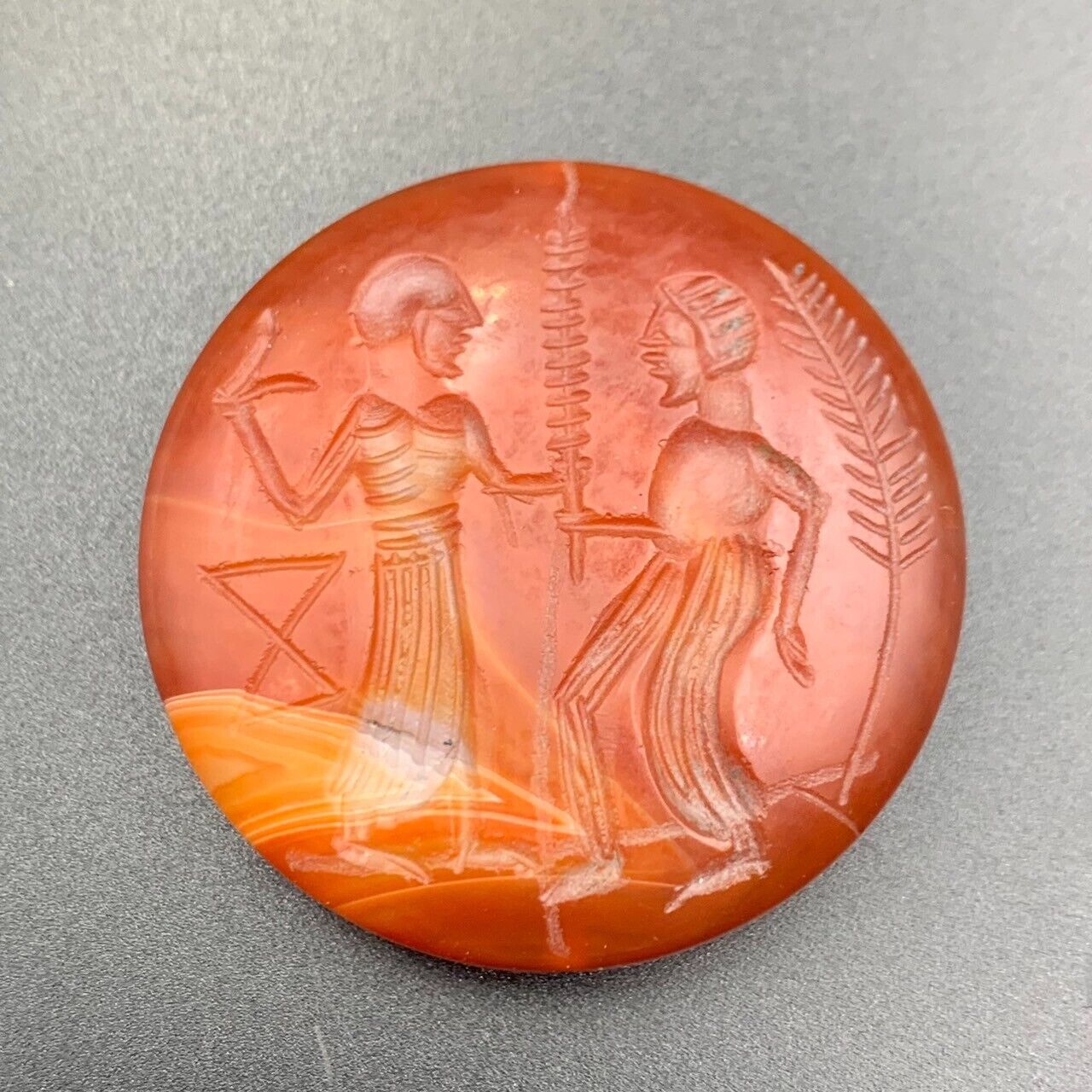 Wonderful Near Eastern Antique Carnelian Agate Hand Carved Bead Pendant - Image 3 of 5