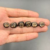 Ancient Old Roman Antique Face Beads, 6 Antique Old Face Beads For Collection