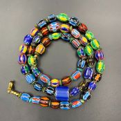 Vintage Chevron Trade Glass Beads & Fancy Glass Beads Necklace, 2 Piece