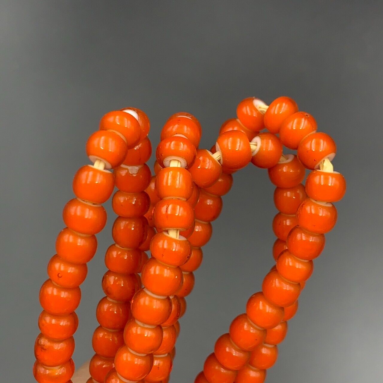 6 MM African Vintage White Heart Trade Glass Beads Strands, Group of 5 Strands - Image 3 of 5