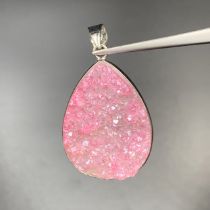Beautiful Dyed Druzy Agate With Stainless Steel Pendant