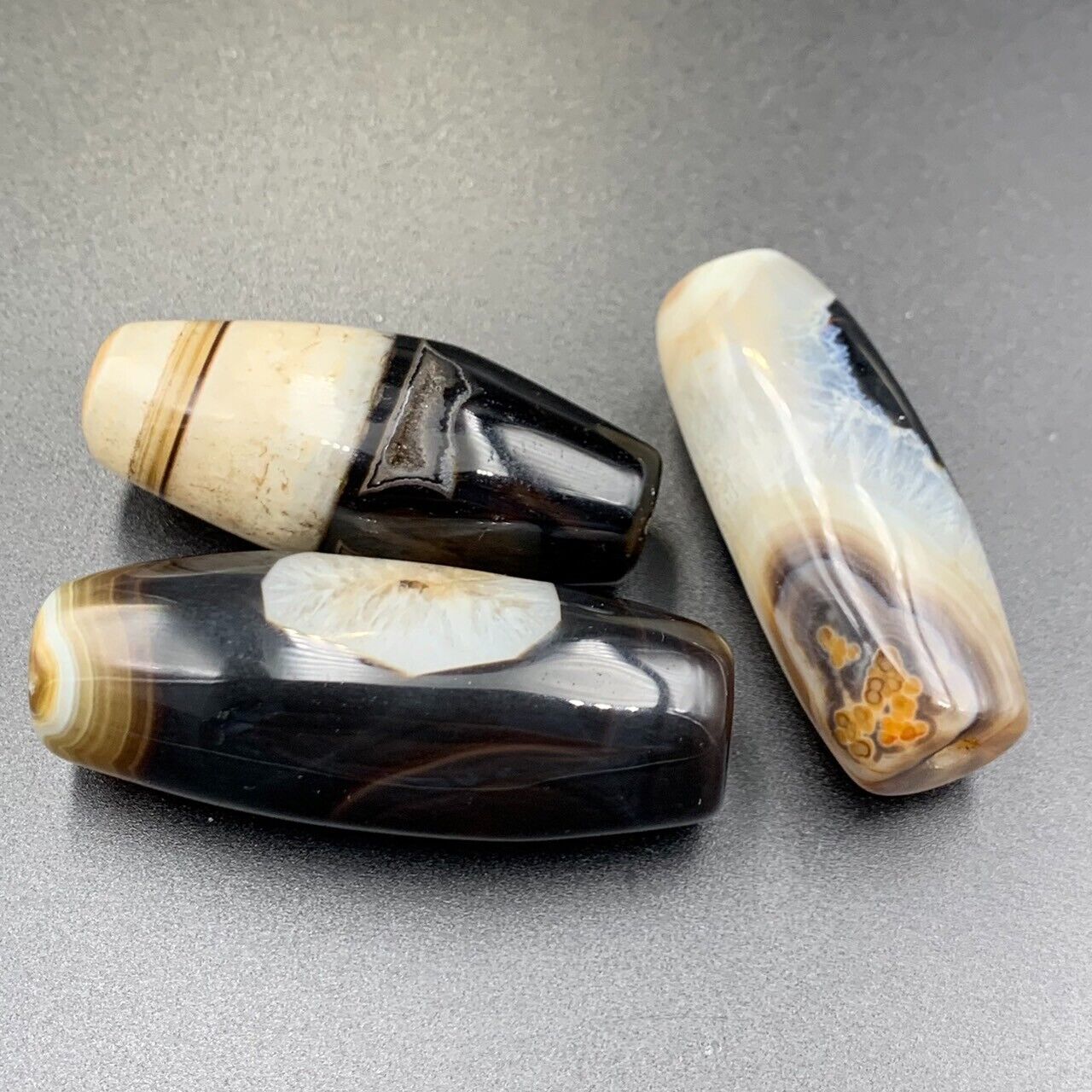 Awesome 3 Agate Beads, Awesome Collectible Natural Agate Beads - Image 6 of 6