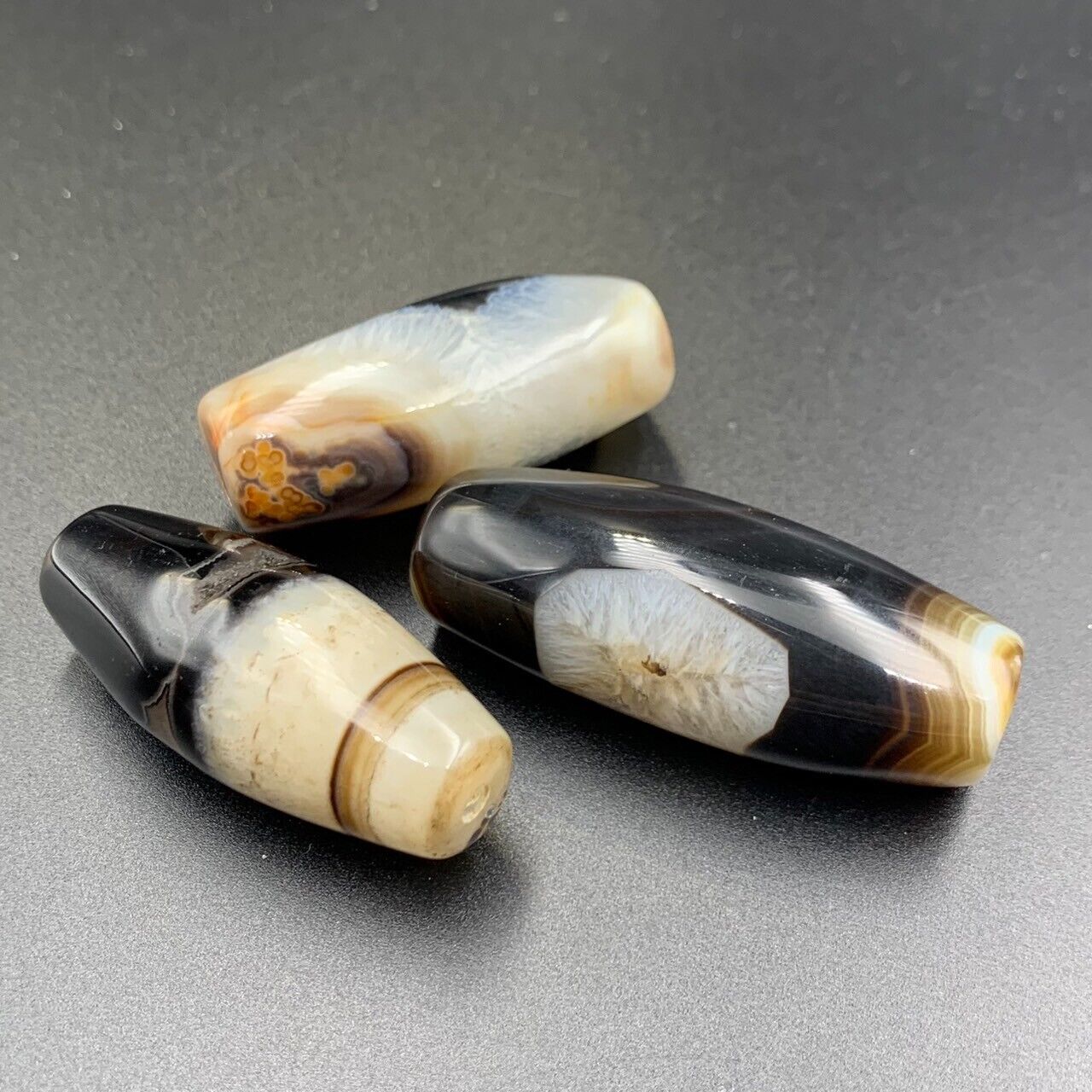 Awesome 3 Agate Beads, Awesome Collectible Natural Agate Beads - Image 5 of 6