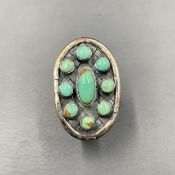 Handmade Natural Thai Made Turquoise With Silver Ring, Native American Inspired Ring.