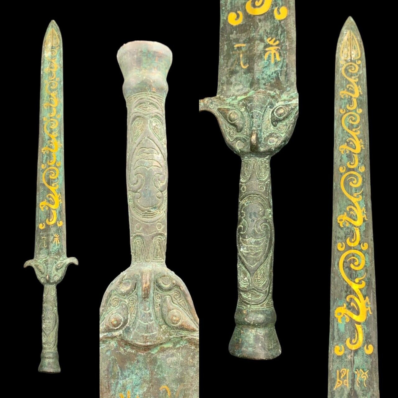 Brilliant Antique Asian Decorative Bronze Large Sword, 64 CM, - Image 3 of 8