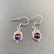 Awesome Natural Amethyst With Handmade Silver Earrings