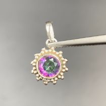 Stunning Mystic Topaz With Silver Pendant