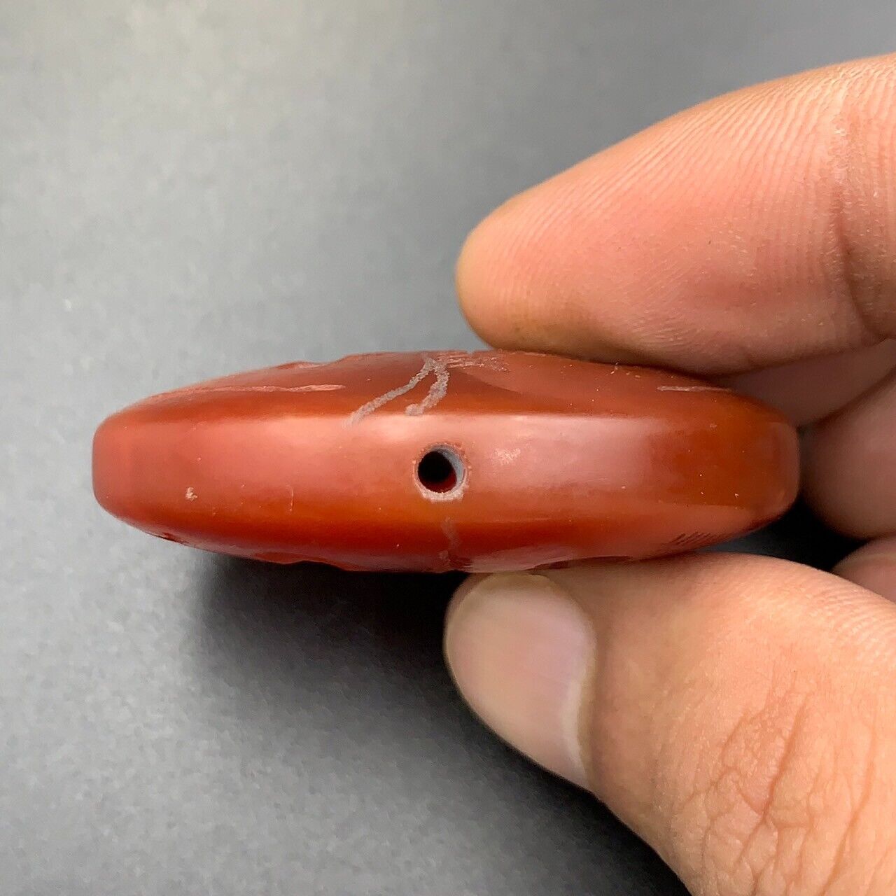 Wonderful Near Eastern Antique Carnelian Agate Hand Carved Bead Pendant - Image 4 of 5