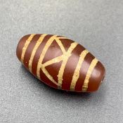 Awesome Antique Tibetan Etched Agate Bead, Himalayan Antique Etched Bead