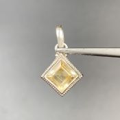 Natural Citrine & Silver Pendant.