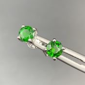 Stunning Rare Natural Green Chrome Diopside Gemstone With Silver Ear Stud