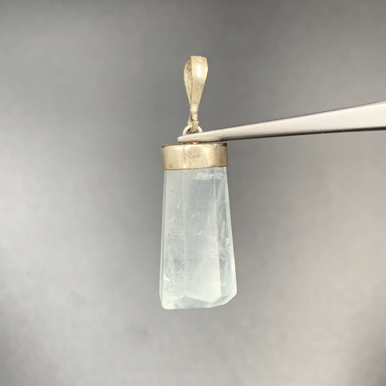 Natural Aquamarine With Silver Pendant