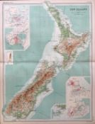 Antique New Zealand Auckland, Wellington, Christ Church, Dunedin Map.