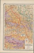 WW1 Battle of The Ancre Antique Coloured Map 1922.