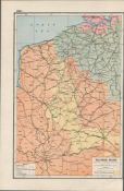 WW1 Western Front British & German Lines Antique Map 1922.