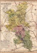 County of Buckinghamshire Large Victorian Letts 1884 Antique Coloured Map.