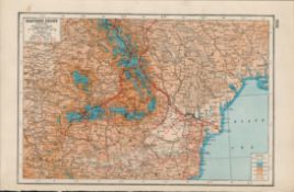 WW1 Along The Eastern Front Antique Coloured Map 1922.