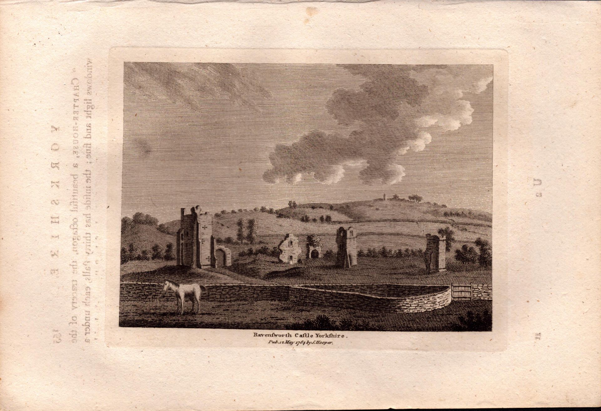 Ravensworth Castle Yorkshire Grose Antique 1784 Copper Engraving.