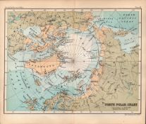 North Polar Chart Double Sided Victorian 1896 Antique Map.
