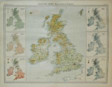 Antique Bartholomew large British Isles Vegetation & Climate Map
