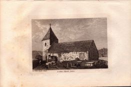 St Johns Church Sussex F. Grose Antique 1785 Copper Engraving.