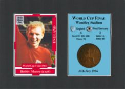 Bobby Moore With The Jules Rimet World Cup Coin & Card Mounted Display.