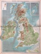 Antique Map Bartholomew British Isles Inset Orkney and Shetland Islands.