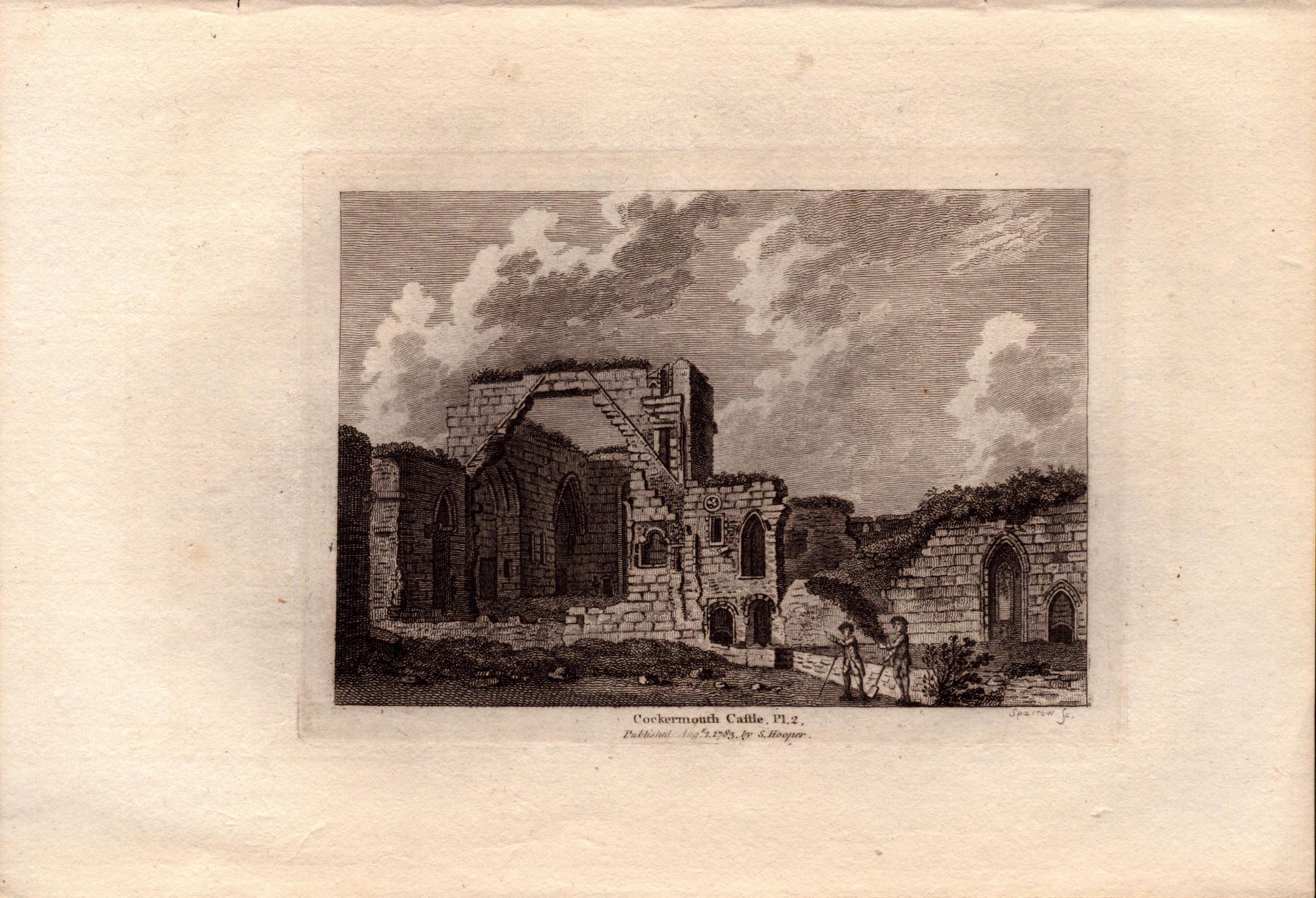 Cockermouth Castle 2 Cumbria F. Grose Antique 1783 Copper Engraving.