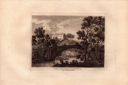 Twizell Castle & Bridge Northumberland F. Grose 1783 Copper Engraving.
