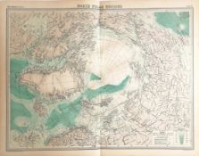 Antique Detailed Map North Polar Regions Alaska, Greenland and Siberia.
