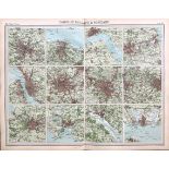 Antique Bartholomew Large Coloured Map 12 Cities of England and Scotland.