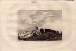 Corfe Castle Dorset 2 F. Grose Antique 1783 Copper Engraving.